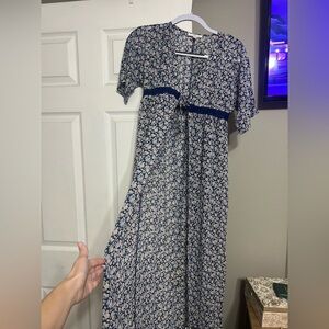 Charming Navy Floral Kids Maxi Dress